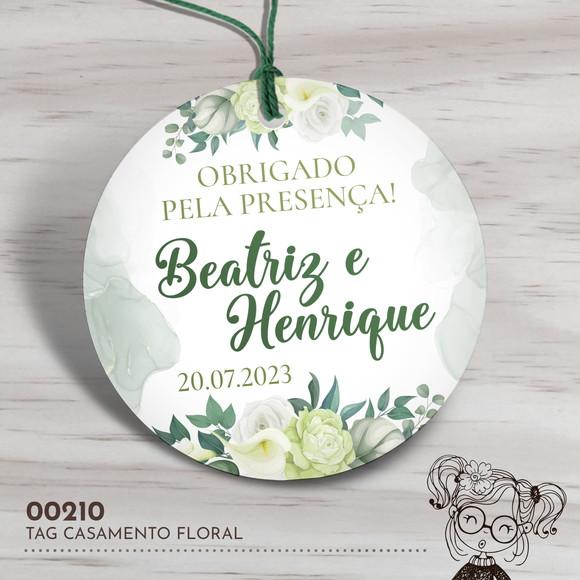 Tag Redonda Casamento Floral - 00210