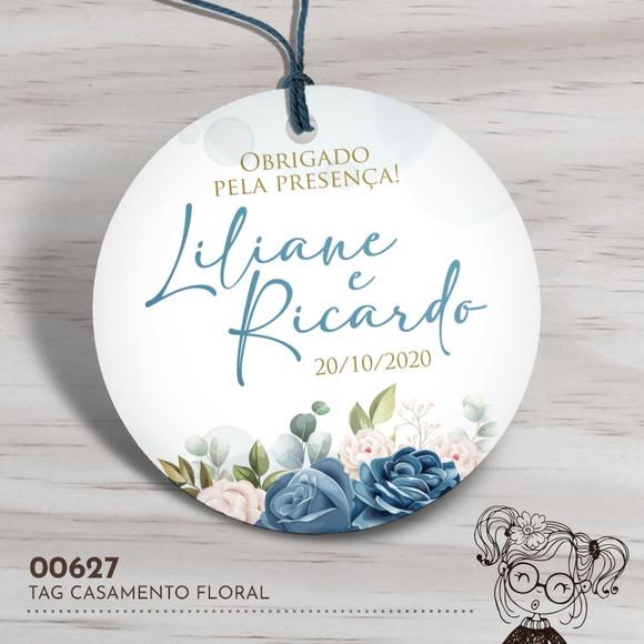 Tag Redonda Casamento Floral - 00627