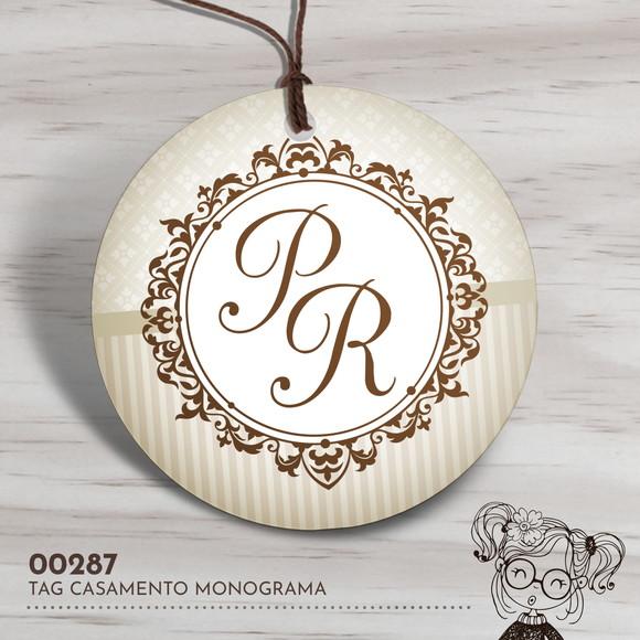 Tag Redonda Casamento Monograma - 00287