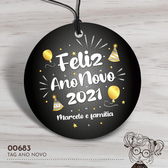 Tag Redonda Feliz Ano Novo - 00683