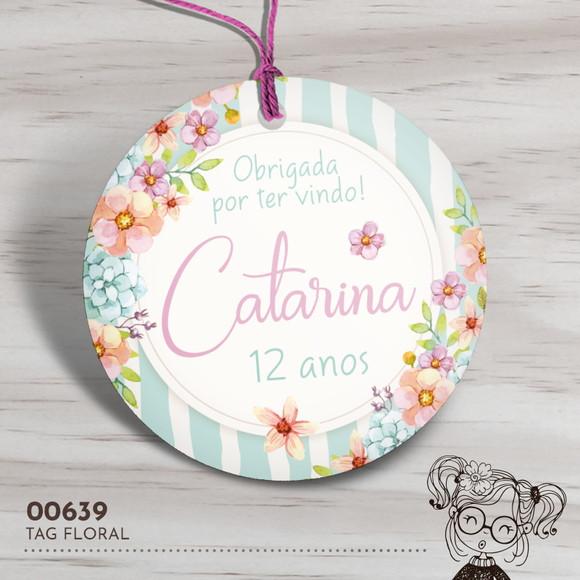 Tag Redonda Floral - 00639