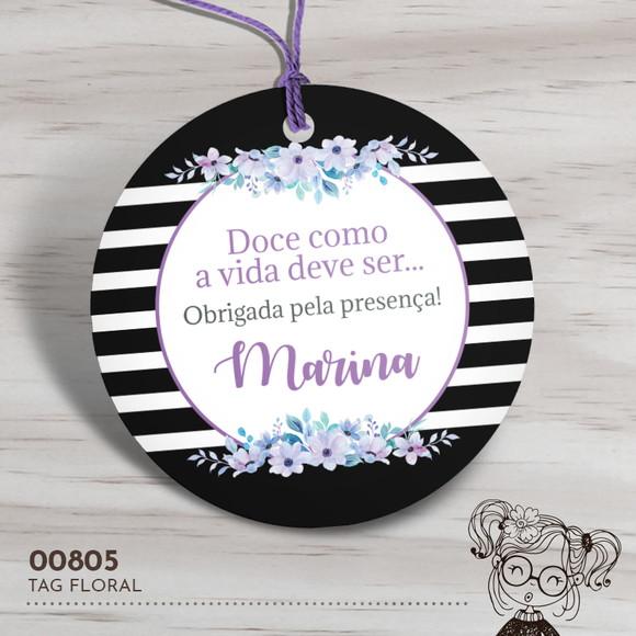Tag Redonda Floral - 00805