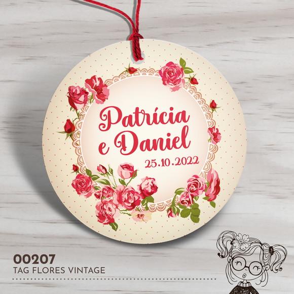 Tag Redonda Flores Vintage - 00207