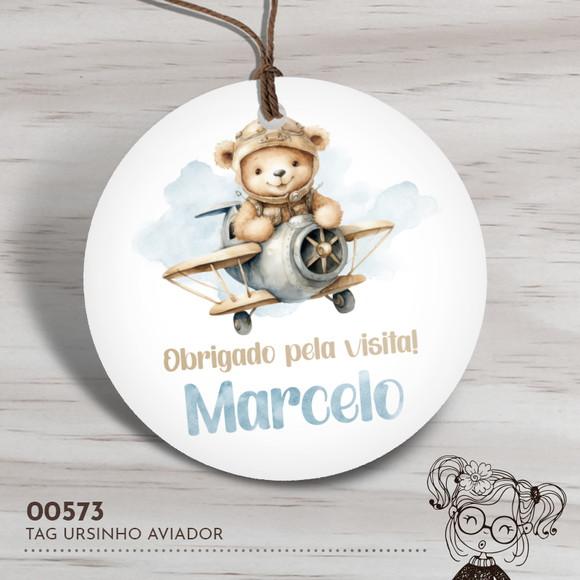 Tag Redonda Ursinho Aviador - 00573