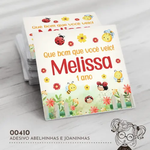 Adesivo Quadrado Abelhinhas e Joaninhas - 00410