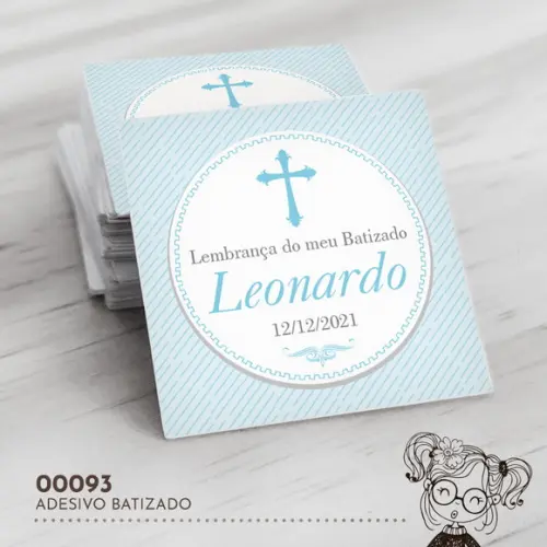 Adesivo Quadrado Batizado - 00093