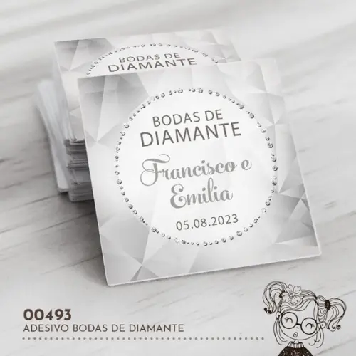 Adesivo Quadrado Bodas de Diamante - 00493