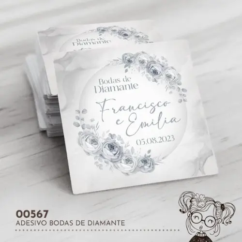 Adesivo Quadrado Bodas de Diamante - 00567