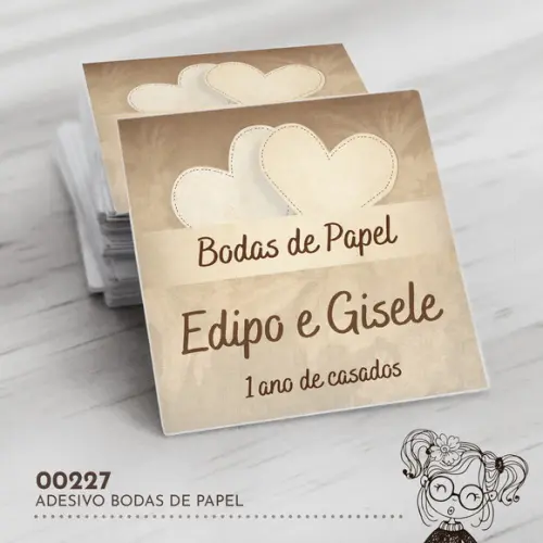 Adesivo Quadrado Bodas de Papel - 00227