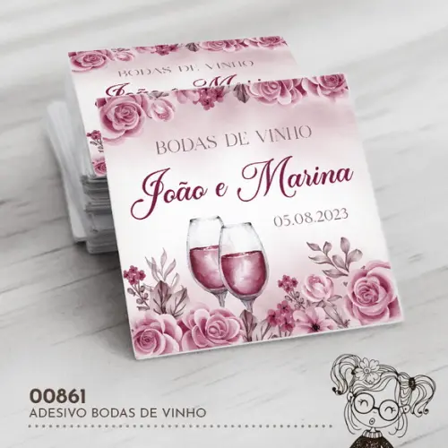 Adesivo Quadrado Bodas de Vinho - 00861