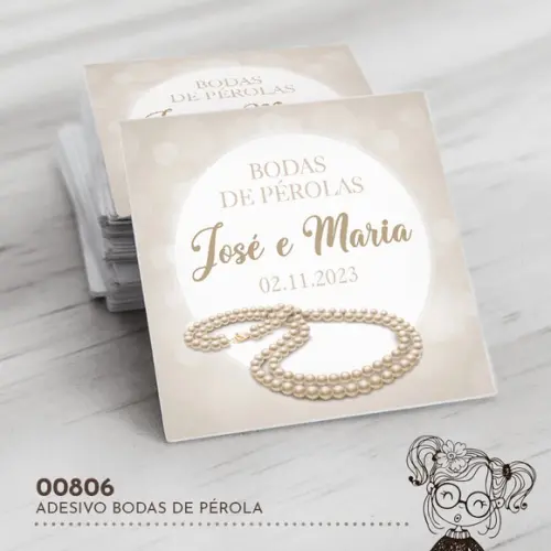 Adesivo Quadrado Bodas de Pérola - 00806