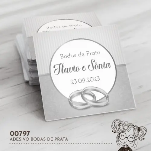 Adesivo Quadrado Bodas de Prata - 00797