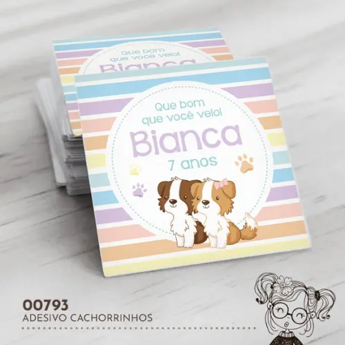 Adesivo Quadrado Cachorrinhos - 00793