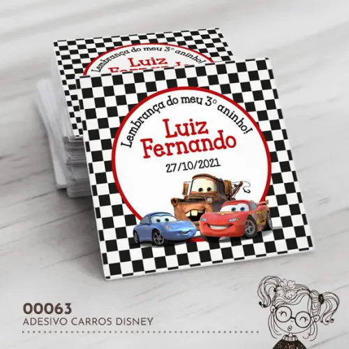 Adesivo Quadrado Carros Disney - 00063