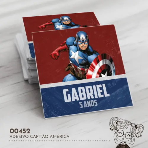 Adesivo Quadrado Capitão América - 00452
