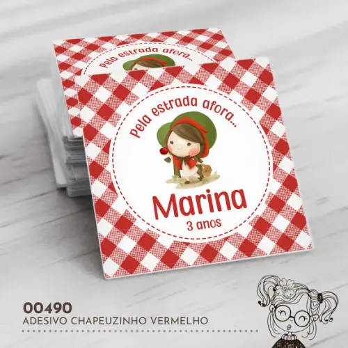 Adesivo Quadrado Chapeuzinho Vermelho - 00490