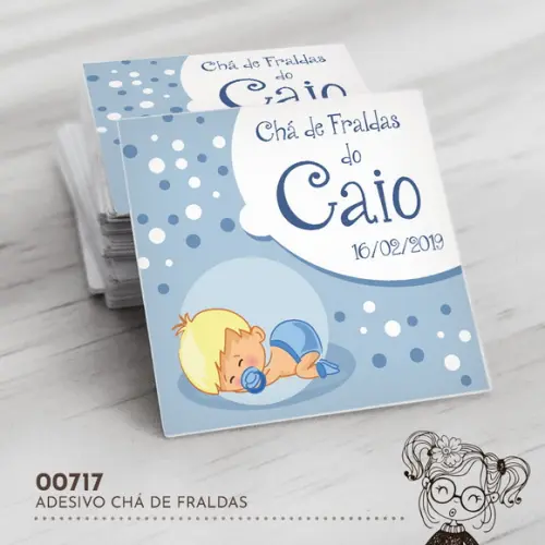 Adesivo Quadrado Chá de Fraldas - 00717