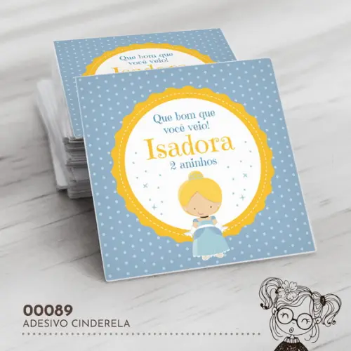Adesivo Quadrado Cinderela - 00089