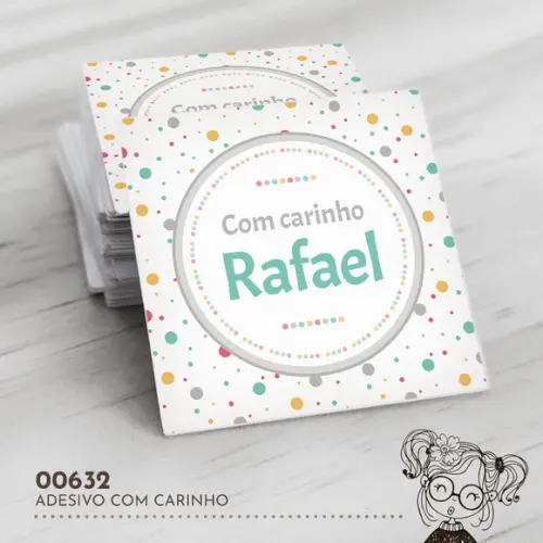 Adesivo Quadrado com Carinho - 00632