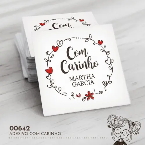 Adesivo Quadrado com Carinho - 00642