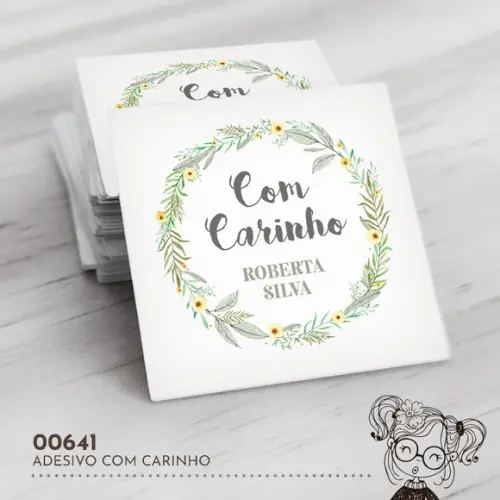 Adesivo Quadrado com Carinho - 00641