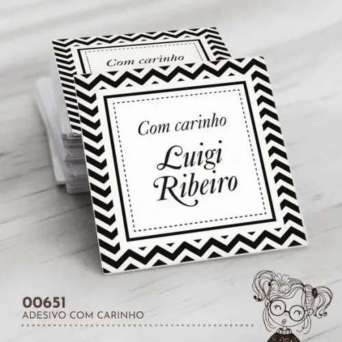 Adesivo Quadrado com Carinho - 00651