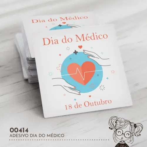 Adesivo Quadrado Dia do Médico - 00414