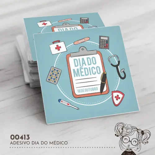 Adesivo Quadrado Dia do Médico - 00413