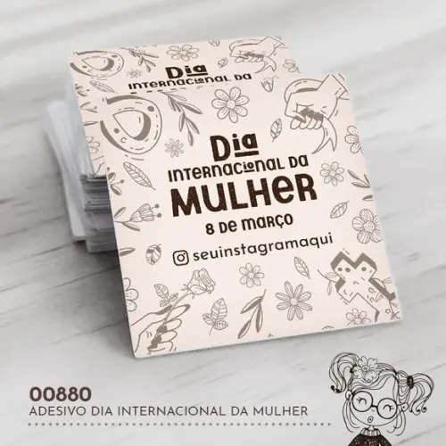 Adesivo Quadrado Dia Internacional da Mulher - 00880