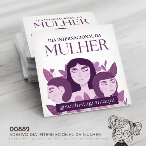 Adesivo Quadrado Dia Internacional da Mulher - 00882