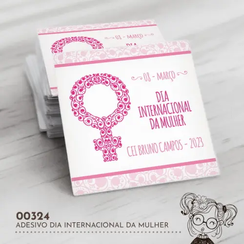 Adesivo Quadrado Dia Internacional Mulher - 00324