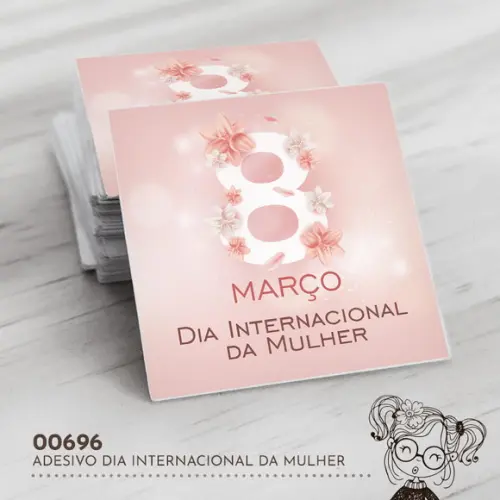 Adesivo Quadrado Dia Internacional Mulher - 00696