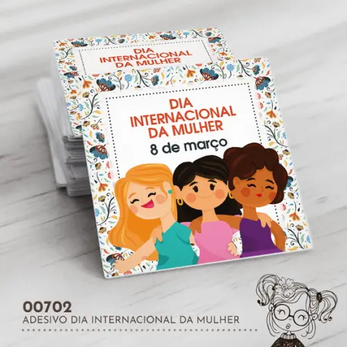 Adesivo Quadrado Dia Internacional Mulher - 00702