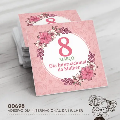 Adesivo Quadrado Dia Internacional Mulher - 00698