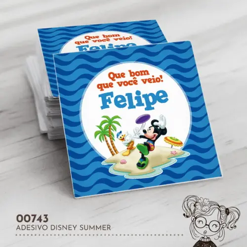 Adesivo Quadrado Disney Summer - 00743