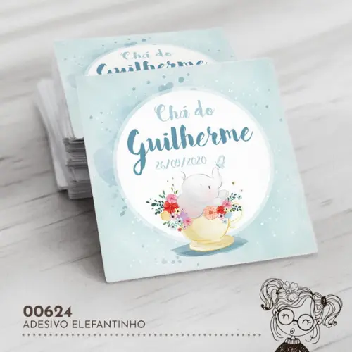 Adesivo Quadrado Elefantinho - 00624