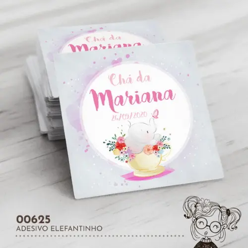 Adesivo Quadrado Elefantinho - 00625