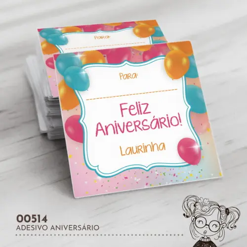 Adesivo Quadrado Feliz Aniversário - 00514