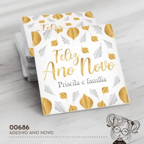 Adesivo Quadrado Feliz Ano Novo - 00686