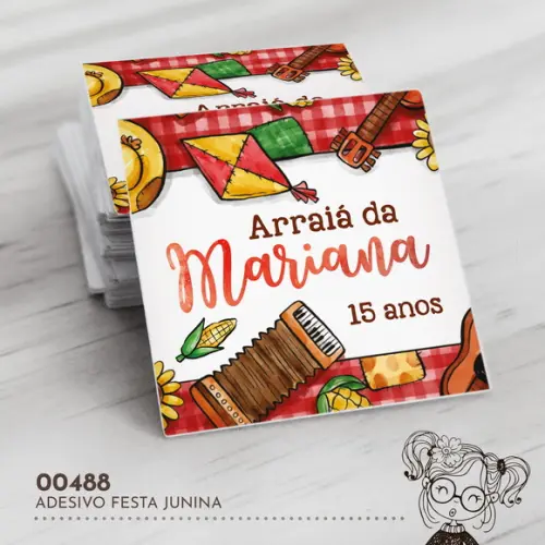 Adesivo Quadrado Festa Junina - 00488