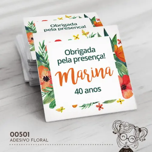 Adesivo Quadrado Floral - 00501