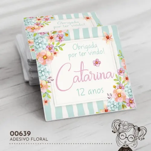 Adesivo Quadrado Floral - 00639