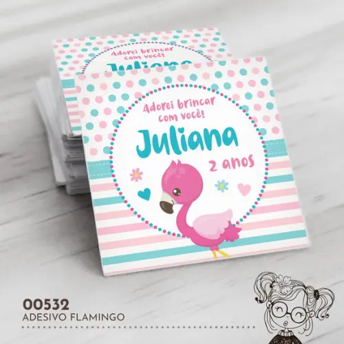 Adesivo Quadrado Flamingo - 00532
