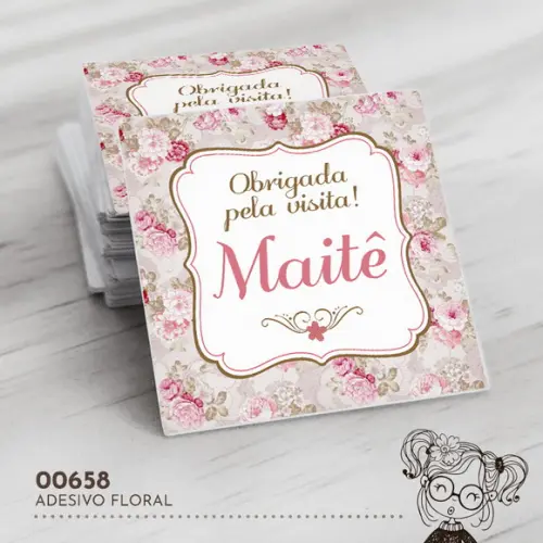 Adesivo Quadrado Floral - 00658