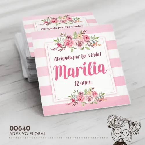 Adesivo Quadrado Floral - 00640