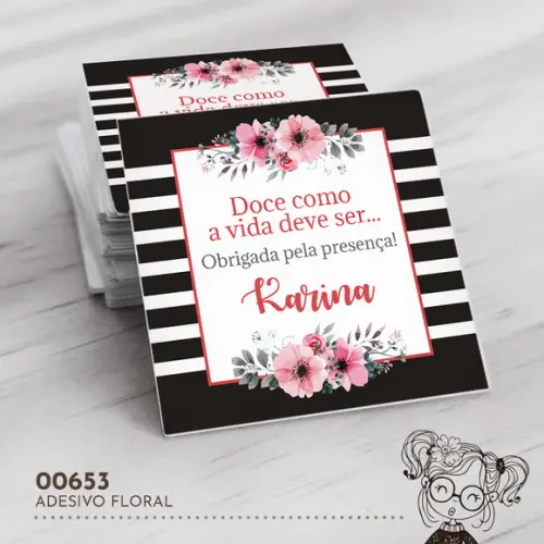Adesivo Quadrado Floral - 00653