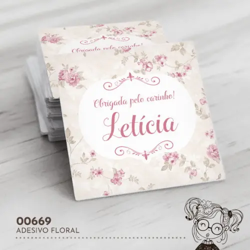 Adesivo Quadrado Floral - 00669