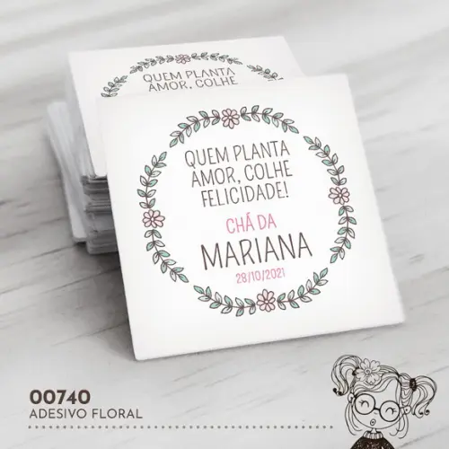 Adesivo Quadrado Floral - 00740
