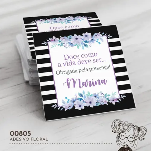 Adesivo Quadrado Floral - 00805