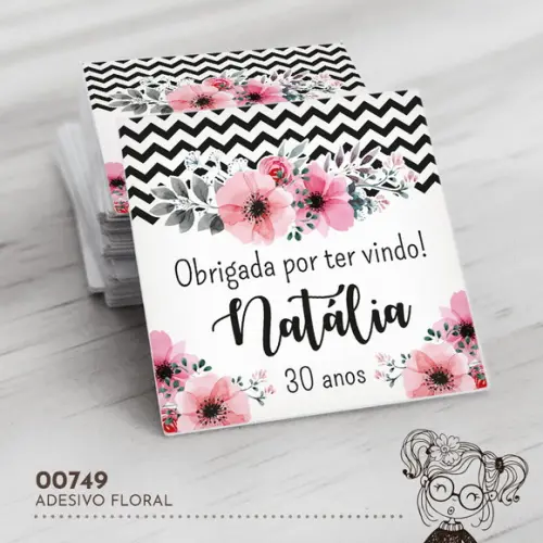 Adesivo Quadrado Floral - 00749